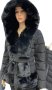 Нов модел зимно черно или екрю яке с богат черен пух качулка и коланче , снимка 2