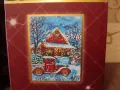 Коледни диамантени гоблени.Коте с куче.Хижа в снега., снимка 4