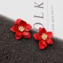 Обици червени цветя обеци , снимка 1 - Обеци - 29942845