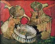Картина "Антични съдове", проф. Пл. Легкоступ, 1987 г., снимка 2