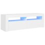 vidaXL ТВ шкаф с LED осветление, бял, 120x35x40 см(SKU:804310, снимка 1 - Шкафове - 44446855