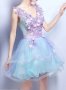 Синя къса бална рокля с цветя, снимка 1 - Рокли - 40583934