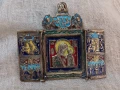 Старинна  руска царска  икона-триптих от XIX  век, снимка 5