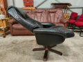 Relax кресло с отоманка от естествена кожа , снимка 2
