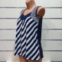 Нова дамска елегантна моряшка блуза без ръкави на широко райе, снимка 5
