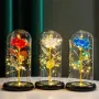 Вечна роза в стъкленица с LED лампички, уникален и романтичен подарък, снимка 1