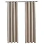 vidaXL Затъмняващи завеси с метални халки, 2 бр, бежови, 140x245 см, снимка 1