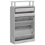 vidaXL Шкаф за обувки, сив сонома, 63x24x104 см, инженерно дърво, снимка 6