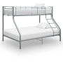 vidaXL Рамка за двуетажно легло, сива, метал, 140x200 см/90x200 см