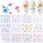 12 в 1 водни стикери за маникюр - есен, пеперуди, цветя, снимка 3