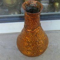 Стара кована медна ваза сувенир от Албания, снимка 3 - Други ценни предмети - 37999863