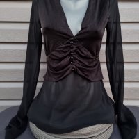 Дамска блуза  в черно с дълъг ръкав- модел 34, снимка 1 - Блузи с дълъг ръкав и пуловери - 39225327