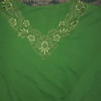 Зелена дамска блуза памучна, снимка 2 - Блузи с дълъг ръкав и пуловери - 30823369