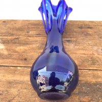 Уникална ръчно изработена ваза от кобалтово стъкло. №0470, снимка 5 - Колекции - 33700590