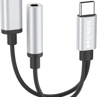 Moyago USB Type C към 3,5 мм адаптер за слушалки и зареждане, 2 в 1 AUX кабел, снимка 1 - Слушалки, hands-free - 42546738