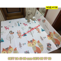 Сгъваемо детско килимче за игра, топлоизолиращо 180x200x1cm - модел Лисица и Тигър - КОД 4136, снимка 6 - Други - 44683842