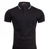Мъжка тениска с яка 2100 черна, бяла и червена, снимка 2 - Тениски - 36960069
