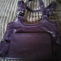 Чанта кожена тъмно лилава и парти черна чантичка, снимка 2 - Чанти - 28704046