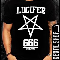 Черна тениска с щампа LUCIFER KILLSTAR, снимка 1 - Тениски - 42690974