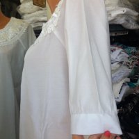 КРАСИВА удължена бяла риза/блуза, обшита с перли - размер Л/ХЛ , снимка 6 - Ризи - 37100888