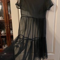 Черна нова плажна  дълга прозрачна тюлена тюл рокля , снимка 2 - Рокли - 40145306
