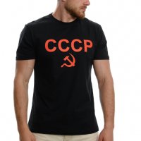 Нова черна мъжка тениска с трансферен печат СССР, Русия, снимка 6 - Тениски - 37673788
