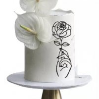  Абстрактна черна роза в ръка топер украса декор торта, снимка 1 - Други - 37848354