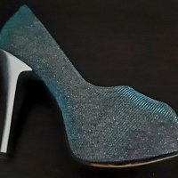 Официални,стилни обувки  със сребрист брокат, снимка 2 - Дамски елегантни обувки - 37587273