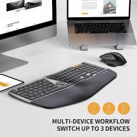 Нова Ергономична безжична клавиатура и мишка Windows Mac Android компютър лаптоп работа офис, снимка 7 - Клавиатури и мишки - 42367464