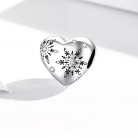 Талисман за гривна Пандора сърце със снежинки Snowflake Love сребро s925 модел 005, снимка 7 - Гривни - 34479086