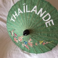 Ръчно изработен, ръчно рисуван тайландски чадър "Цветя и пеперуди", парасол,  Чианг Май/ Chiang Mai, снимка 5 - Други - 31803303