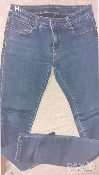 Дамски тъмни дънки слим размер 27, снимка 1