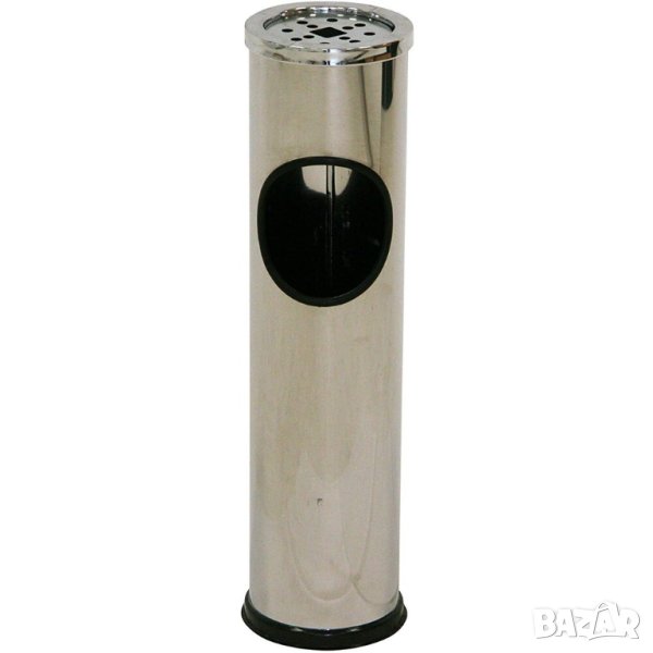 Кошче за отпадъци с пепелник Axentia, 10 литра, от неръждаема стомана, Сребрист, 15х57см, снимка 1