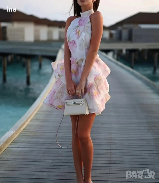 Розова воалеста рокля, снимка 1