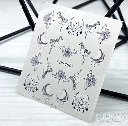 YZW 3009 чокър ъгъл луна лотос слайдер ваденки водни стикери за нокти маникюр, снимка 1