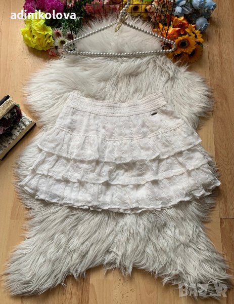 Бяла пола на волани Hollister, снимка 1