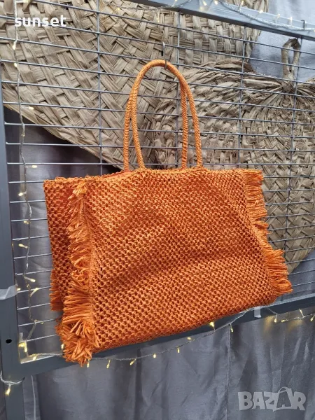 плажна чанта, голяма кошница от ратан, оранжева чанта🌻, снимка 1