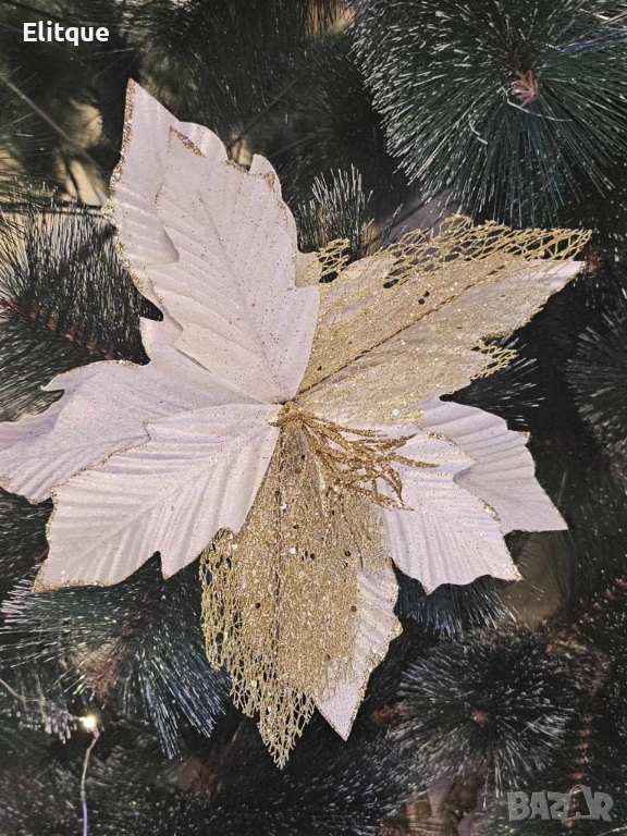 Коледна звезда декорация за елха, Golden Christmas, снимка 1