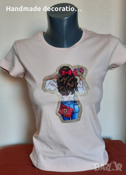 Дамска тениска ръчна декорация., снимка 1