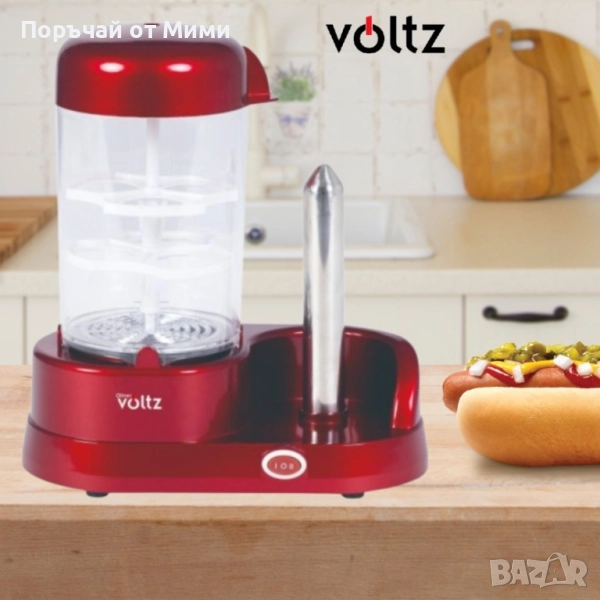 Уред за хот-дог с приставка за 6 яйца Voltz, 365W, Незалепващо покритие, Червен 24 месеца гаранция, снимка 1