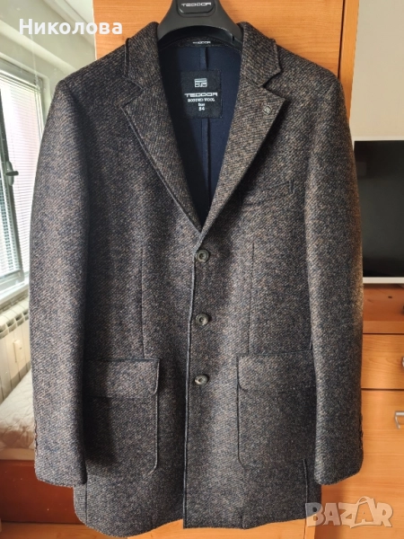 ПАЛТО TEODOR С ВЪНШНИ ДЖОБОВЕ КАФЯВ МЕЛАНЖ, снимка 1