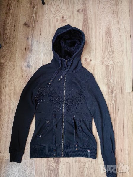 LЕЕ COOPER  дамски суичър с камъни оригинал, размер М, slim fit, черен, много запазен, снимка 1