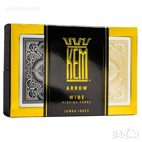 карти за игра KEM POKER JUMBO INDEX BLACK & GOLD нови , снимка 1