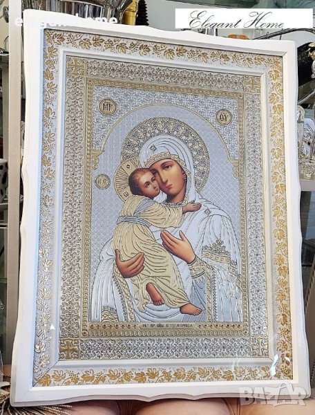 Икона "Света Богородица" с дървена рамка и стъкло. Размери - 57,50см височина / 44 см ЦЕНА - 175 ЛВ, снимка 1