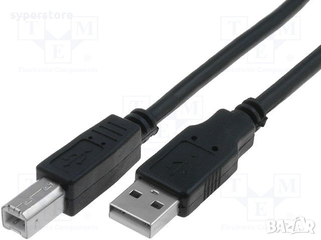 Кабел USB2.0 към USB Type B 1.8m Черeн VCom SS001270 Cable USB - USB Type B M/M, снимка 1