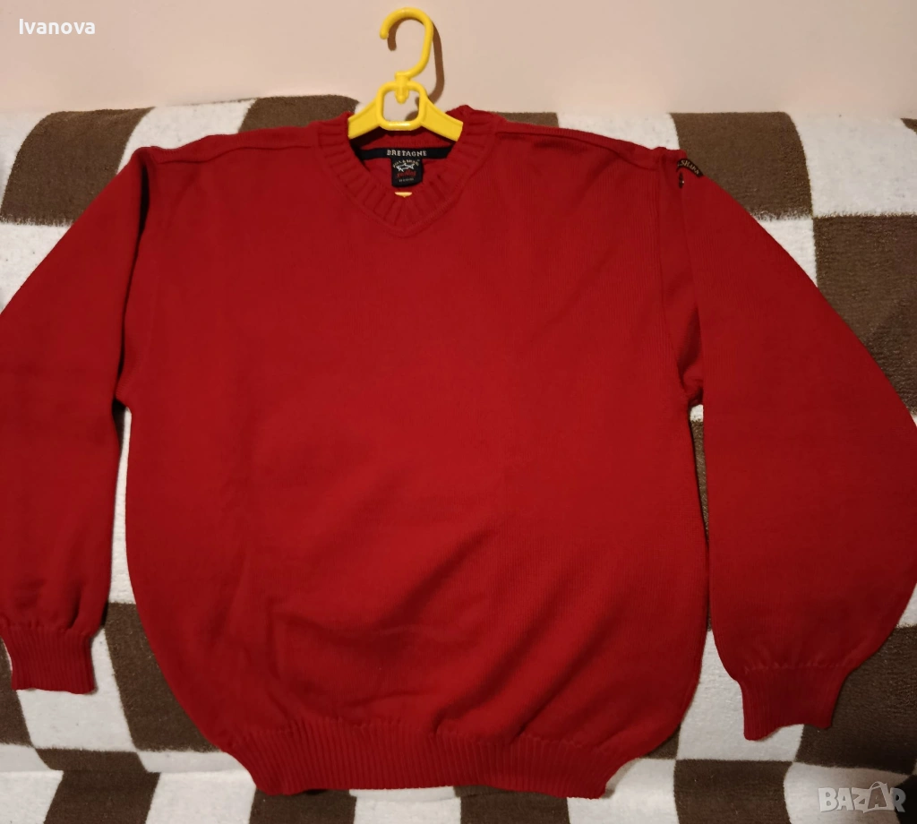 Червен вълнен мъжки пуловер, снимка 1