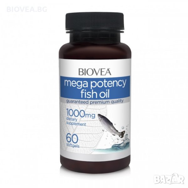 Хранителна добавка Biovea MEGA POTENCY FISH OIL 1000mg-Продуктът е със срок на годност до 05/2024г, снимка 1