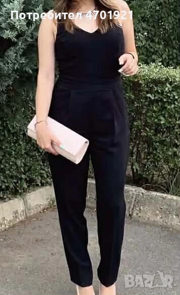 Дамски черен гащеризон, снимка 1