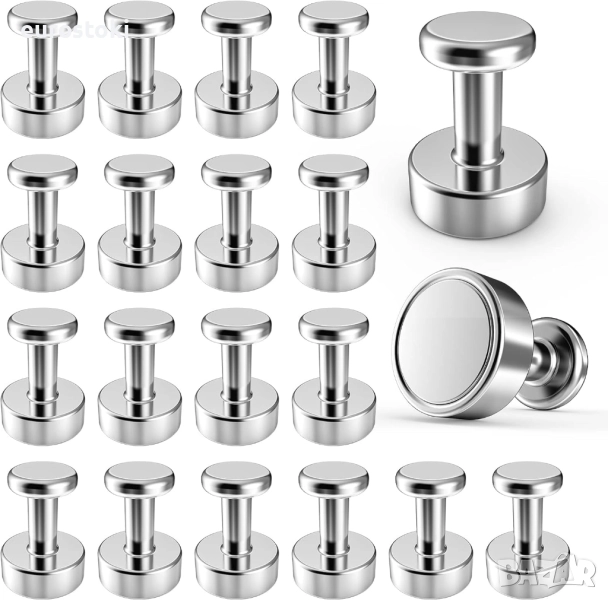 Комплект от 40 неодимови дискови магнита 12x16 mm, сребристи, снимка 1