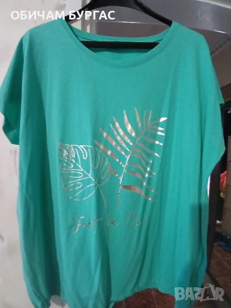 НОВА 3xl ПРЕКРАСНА БЛУЗКА С ЩАМПА С ТЮРКОАЗЕН ЦВЯТ, снимка 1